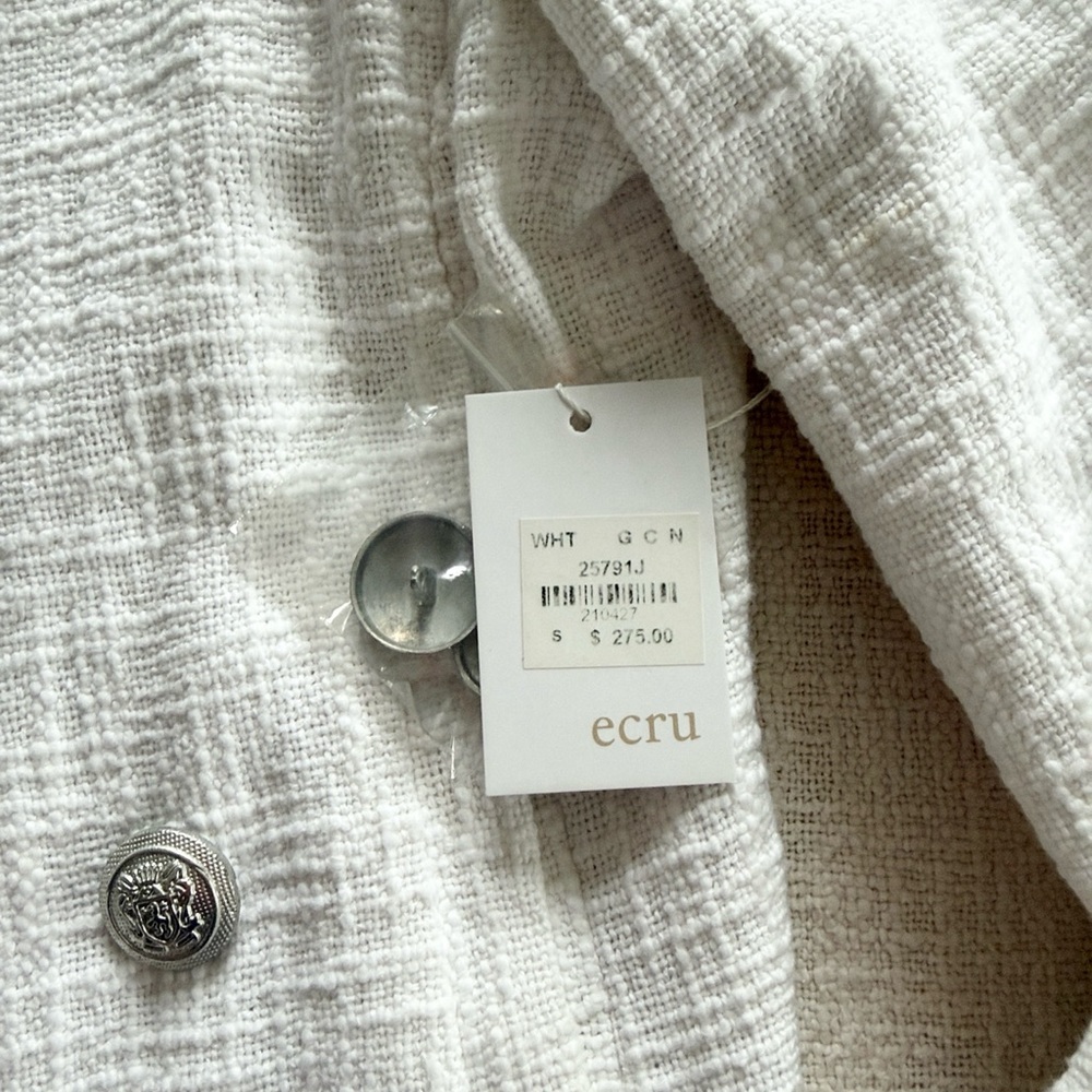 NWT Ecru Size Small White Textured Blazer - Picture 2 of 4